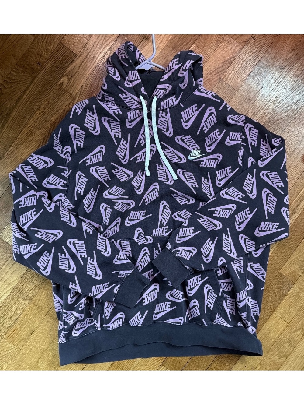 2XL - Men - Nike Black and Purple Logo Hoodie Sweatshirt